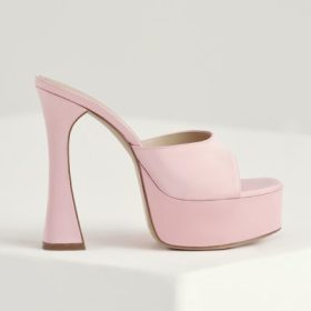 Alessandra Pink Satin Platform Mules