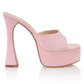 Alessandra Pink Satin Platform Mules - Image 2