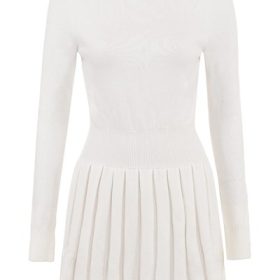 Willow White Cashmere Blend Pleated Skated Mini Dress - Image 2