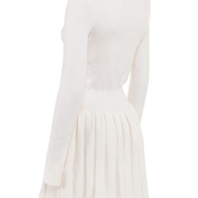 Willow White Cashmere Blend Pleated Skated Mini Dress - Image 3