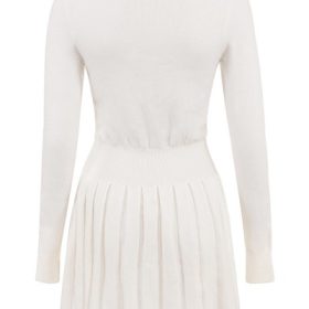 Willow White Cashmere Blend Pleated Skated Mini Dress - Image 4