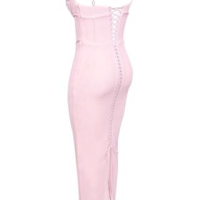 Romy Pink Mesh Bodycon Maxi Dress - Image 3
