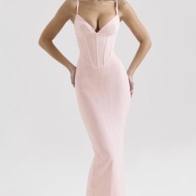 Romy Pink Mesh Bodycon Maxi Dress - Image 5