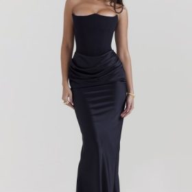 Persephone Black Strapless Corset Dress - Image 5