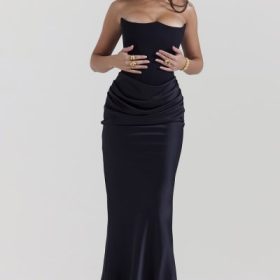 Persephone Black Strapless Corset Dress - Image 8