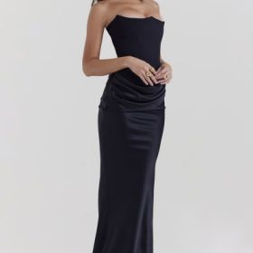 Persephone Black Strapless Corset Dress - Image 9