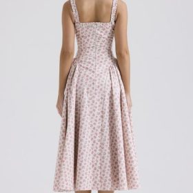 Dorothy White Rosebud Print Cotton Midi Sundress