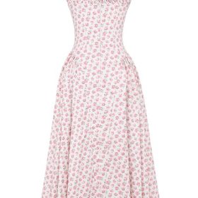 Dorothy White Rosebud Print Cotton Midi Sundress - Image 4