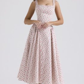 Dorothy White Rosebud Print Cotton Midi Sundress - Image 5