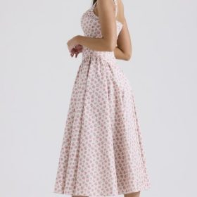 Dorothy White Rosebud Print Cotton Midi Sundress - Image 9