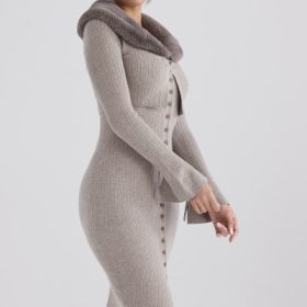 Dahlia Beige Cashmere Cardigan - Image 9