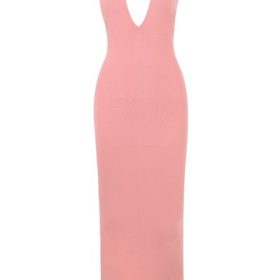 Camelia Apricot Plunge Maxi Dress - Image 2