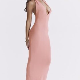 Camelia Apricot Plunge Maxi Dress - Image 12
