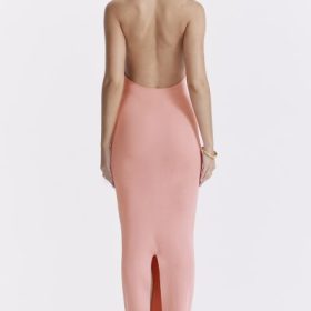 Camelia Apricot Plunge Maxi Dress - Image 14