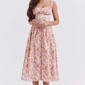 Tatiana Pink Print Midi Sundress - Image 7