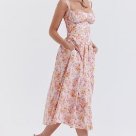 Tatiana Pink Print Midi Sundress - Image 12