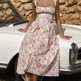 Tatiana Pink Print Midi Sundress - Image 14