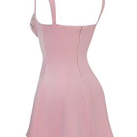 Adriana Rose Satin And Lace Mini Dress - Image 3
