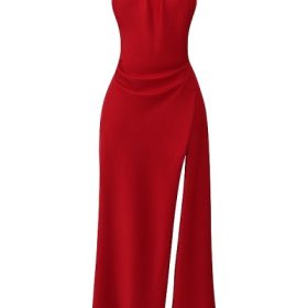 Zanab Red Rose Thigh Slit Maxi Dress - Image 2