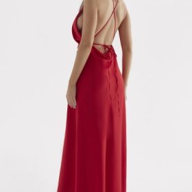 Zanab Red Rose Thigh Slit Maxi Dress - Image 16