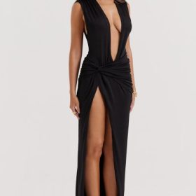 Larelle Black Plunge Maxi Dress - Image 12