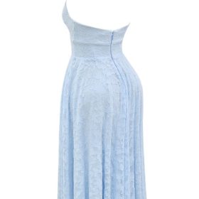 Arietta Bluebell Floral Jacquard Halter Midi Dress - Image 3
