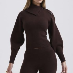 Adelita Chocolate Cashmere Blend Sweater - Image 7