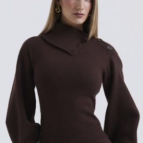 Adelita Chocolate Cashmere Blend Sweater - Image 8