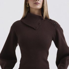Adelita Chocolate Cashmere Blend Sweater - Image 9