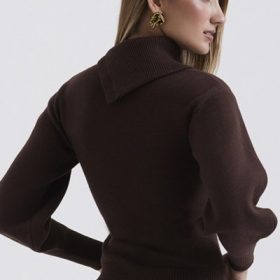Adelita Chocolate Cashmere Blend Sweater - Image 11