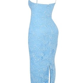 Eva Tuscan Blue Embroidered Floral Maxi Dress - Image 3