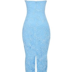 Eva Tuscan Blue Embroidered Floral Maxi Dress - Image 4