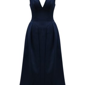 Paloma Midnight Twist Strap Satin Midi Dress - Image 2