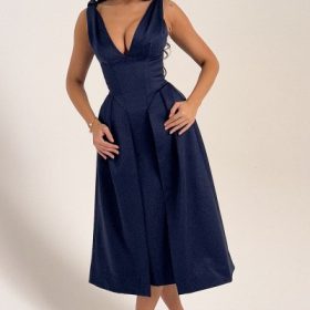 Paloma Midnight Twist Strap Satin Midi Dress - Image 6
