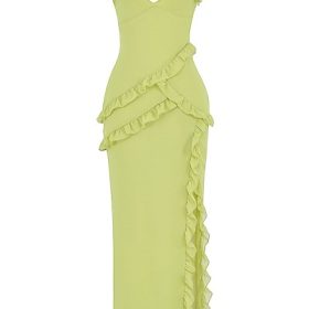 Pixie Lime Ruffle Maxi Dress - Image 2