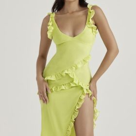 Pixie Lime Ruffle Maxi Dress - Image 10