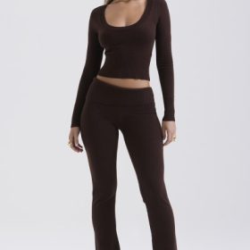 Ama Chocolate Cashmere Blend Trousers - Image 6