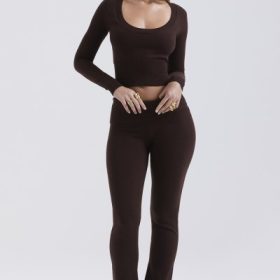 Ama Chocolate Cashmere Blend Trousers - Image 8