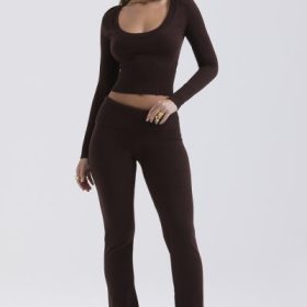 Ama Chocolate Cashmere Blend Trousers - Image 9