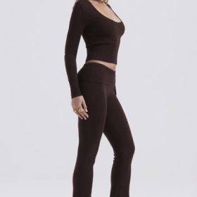 Ama Chocolate Cashmere Blend Trousers - Image 10