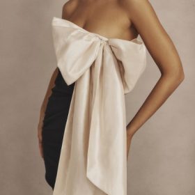 Jana Black & Ivory Bow Mini Dress