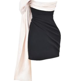 Jana Black & Ivory Bow Mini Dress - Image 3