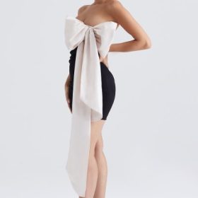 Jana Black & Ivory Bow Mini Dress - Image 5