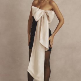 Jana Black & Ivory Bow Mini Dress - Image 18