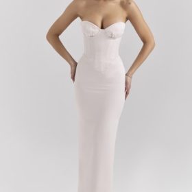 Valeria Blush Satin Midi Dress - Image 5
