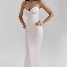 Valeria Blush Satin Midi Dress - Image 8