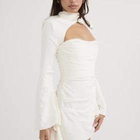 Toira Ivory Draped Corset Dress - Image 13