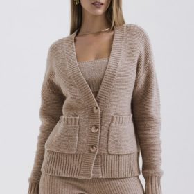 Alara Barley Chunky Natural Wool Cardigan - Image 9
