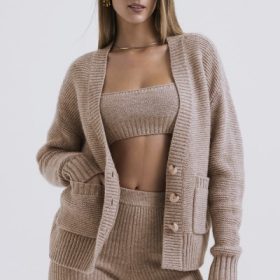 Alara Barley Chunky Natural Wool Cardigan - Image 11