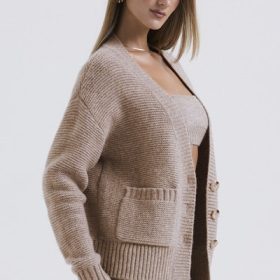 Alara Barley Chunky Natural Wool Cardigan - Image 12